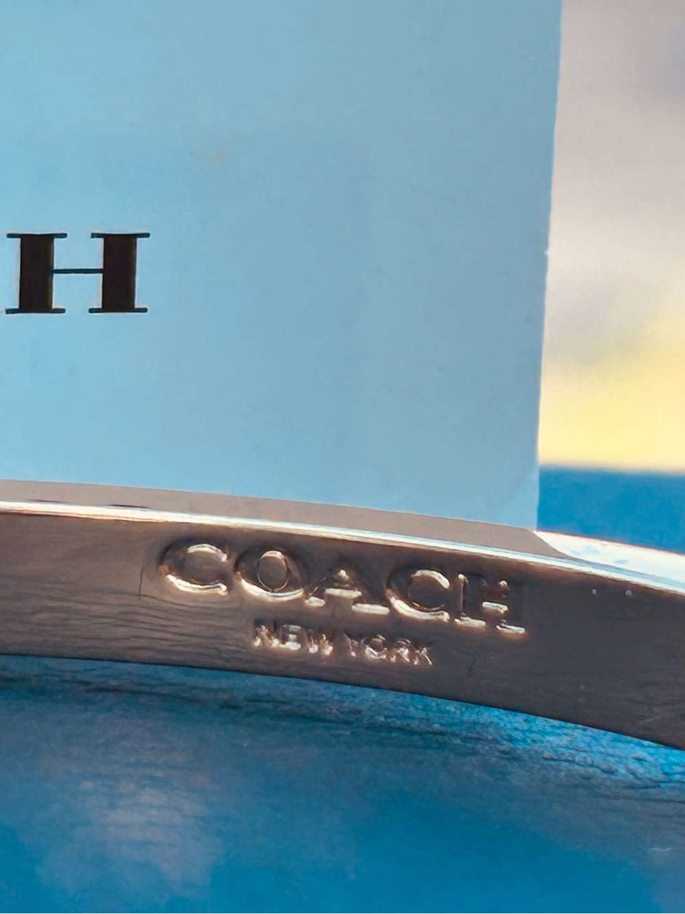 Genuine Coach Gold-Tone Logo Bangle Bracelet - Picture 3 of 14
